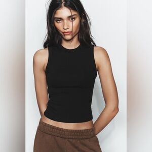 Women’s Zara Black Rib Tank Top, Size M